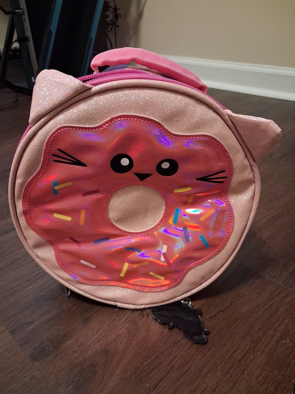 Pink Donut Cat Backpack Bag with Holographic Sprinkles